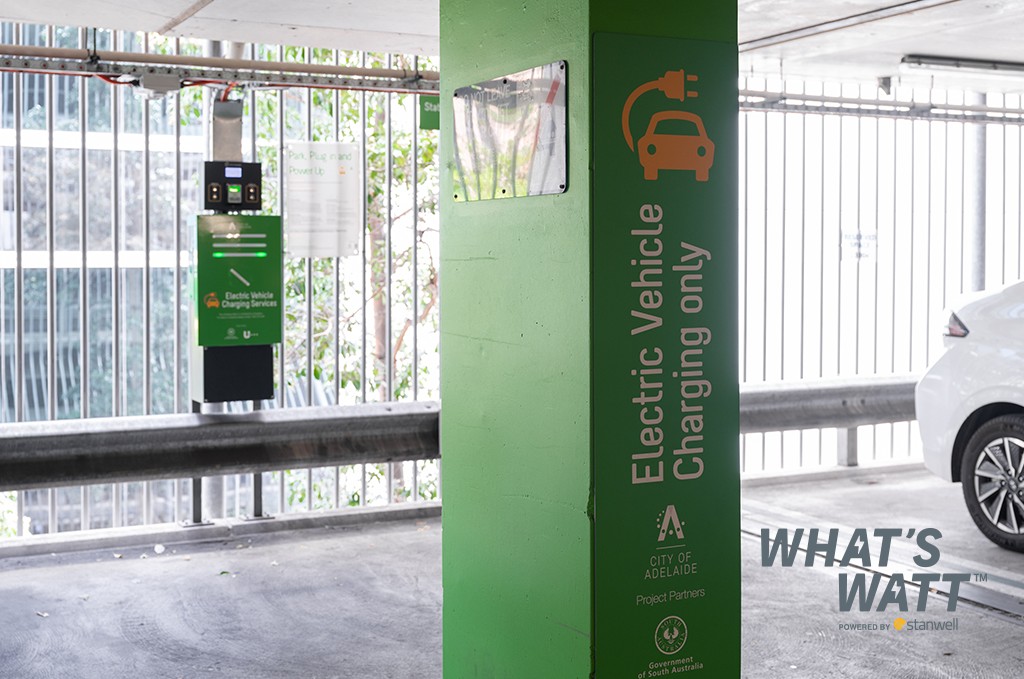 EV charging station in covered car park